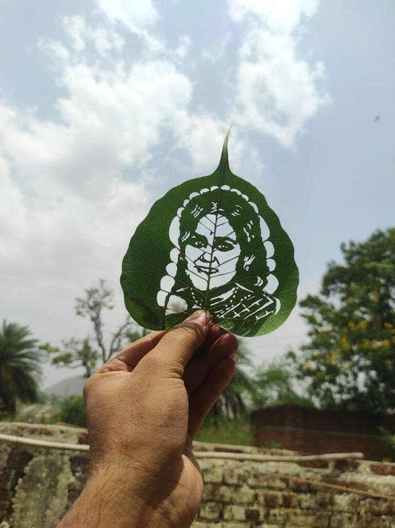 Ancient Peepal Leaf Skeleton Carving