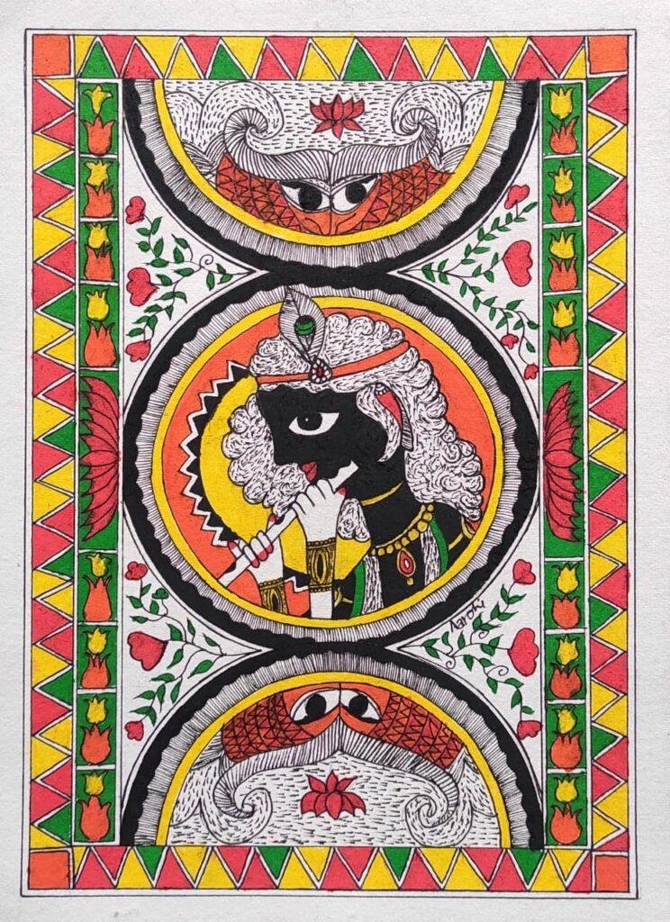 Krishna Madhubani painting