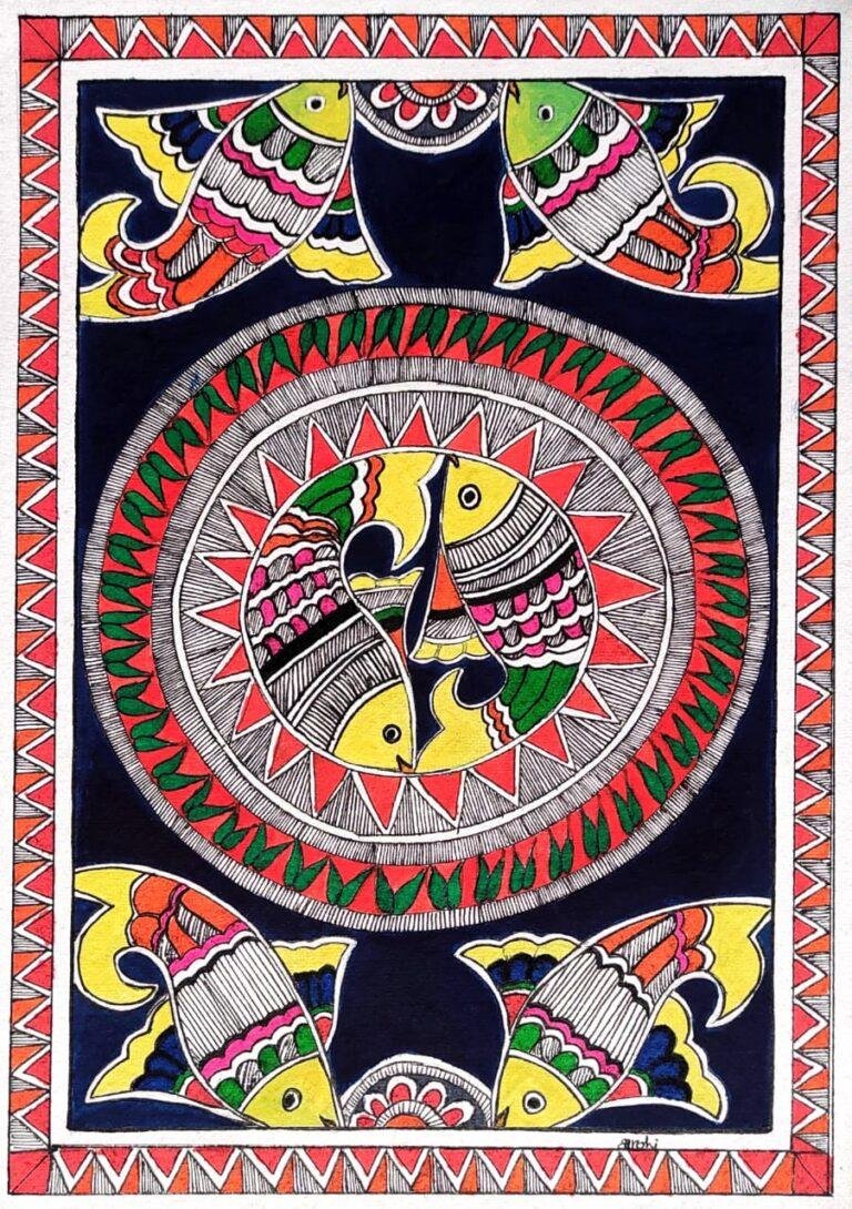 Water queen Madhubani painting