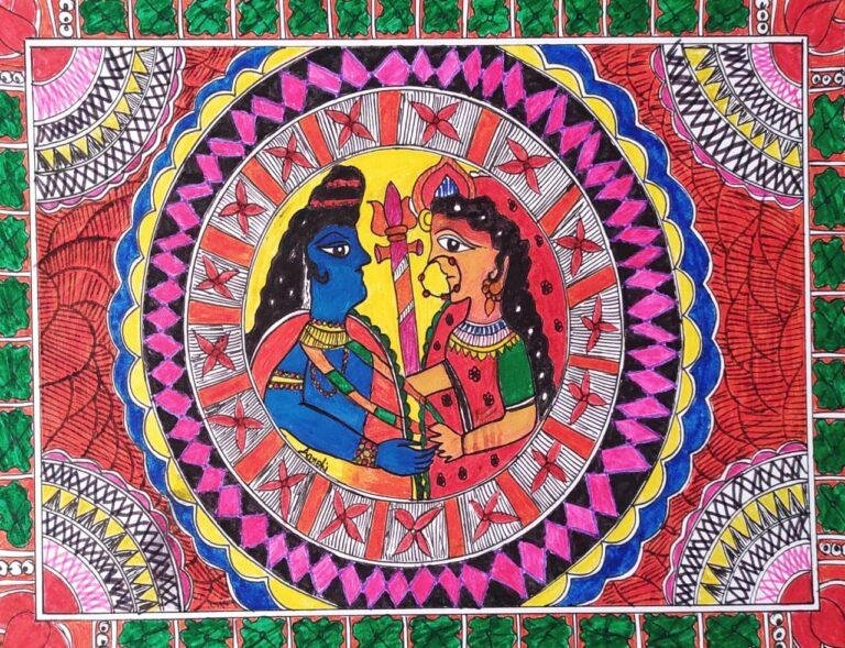 Shiv-Parvati Madhubani painting
