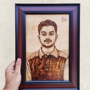 Handmade Wooden Pyrographic Portrait - Custom Engraved Gift 5
