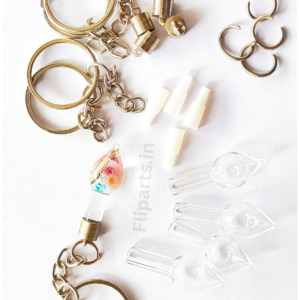 Rice Keychain Making Material Kit - Diy Rice Art Raw Materials (Glass Vials, Caps &Amp; Keyrings) 5