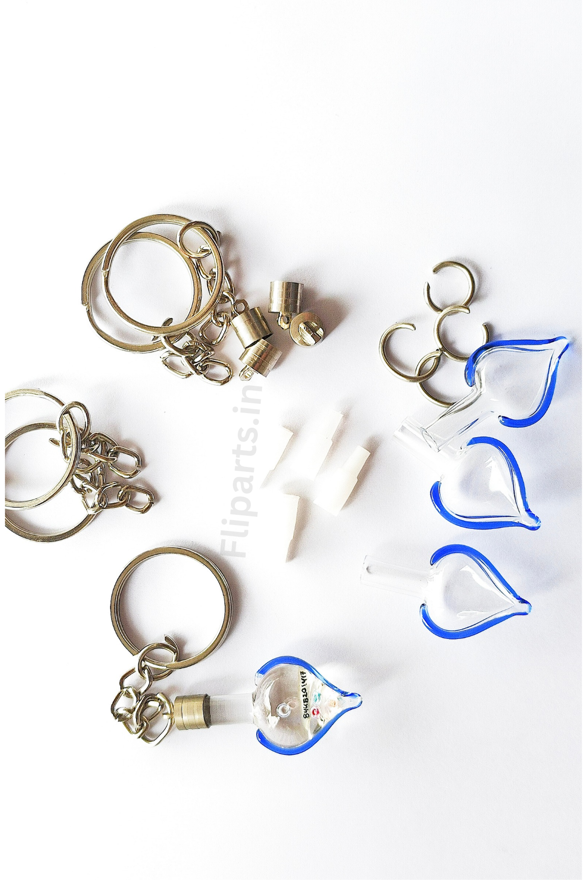 Rice Keychain Making Material Kit - DIY Rice Art Raw Materials (Glass Vials, Caps & Keyrings)