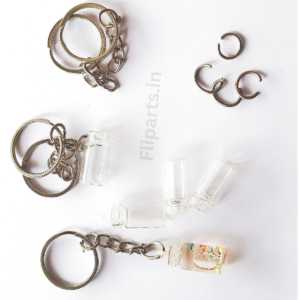 Rice Keychain Making Material Kit - Diy Rice Art Raw Materials (Glass Vials, Caps &Amp; Keyrings) 1