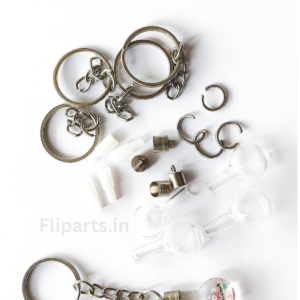 Rice Keychain Making Material Kit - Diy Rice Art Raw Materials (Glass Vials, Caps &Amp; Keyrings) 4