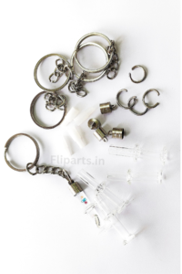 Rice Keychain Making Material Kit - DIY Rice Art Raw Materials (Glass Vials, Caps & Keyrings)