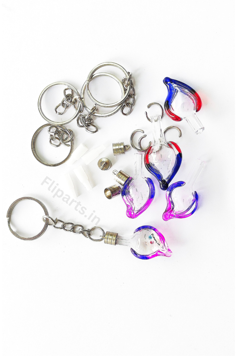 Rice Keychain Making Material Kit - DIY Rice Art Raw Materials (Glass Vials, Caps & Keyrings)
