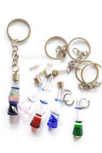 Rice Keychain Making Material Kit - DIY Rice Art Raw Materials (Glass Vials, Caps & Keyrings)