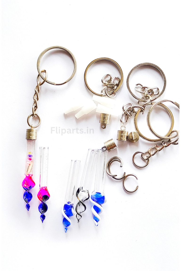Rice Keychain Making Material Kit - DIY Rice Art Raw Materials (Glass Vials, Caps & Keyrings)