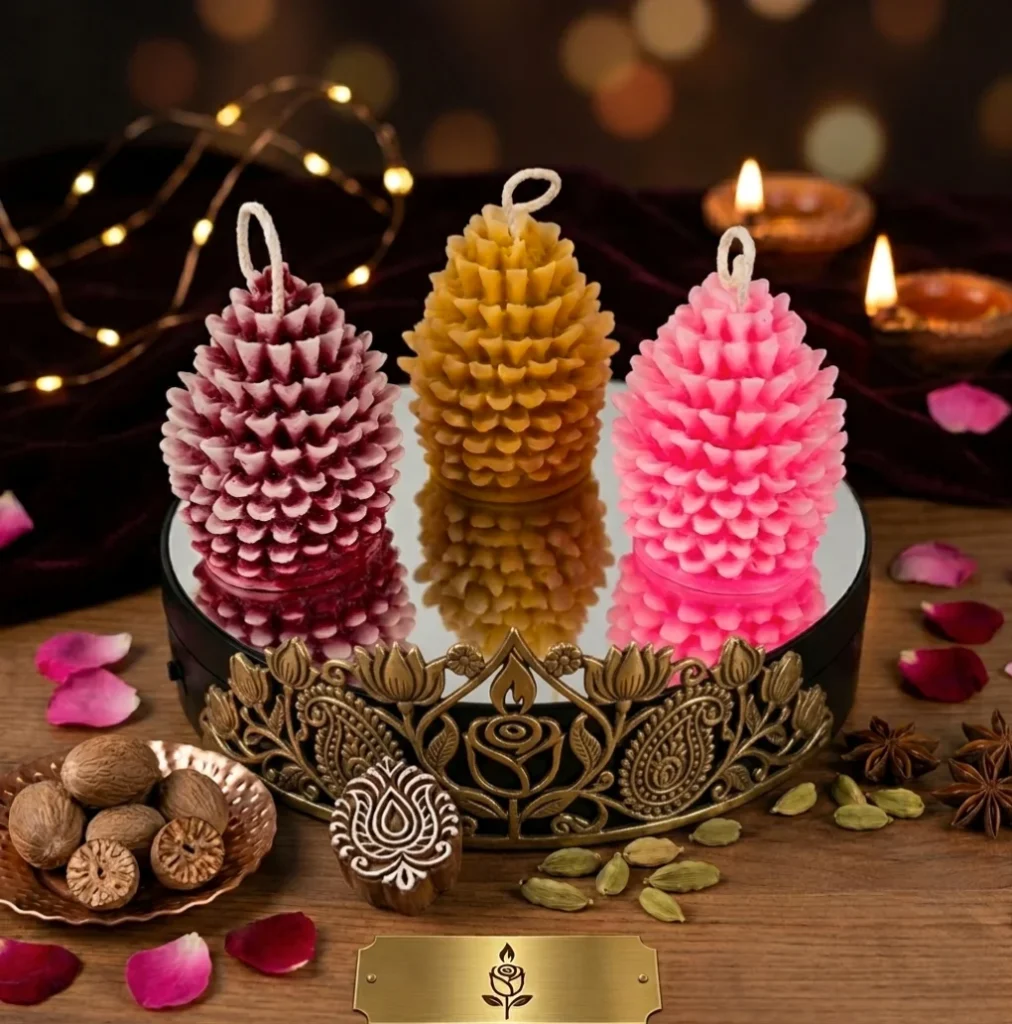 Beautiful Handmade pine cone candle