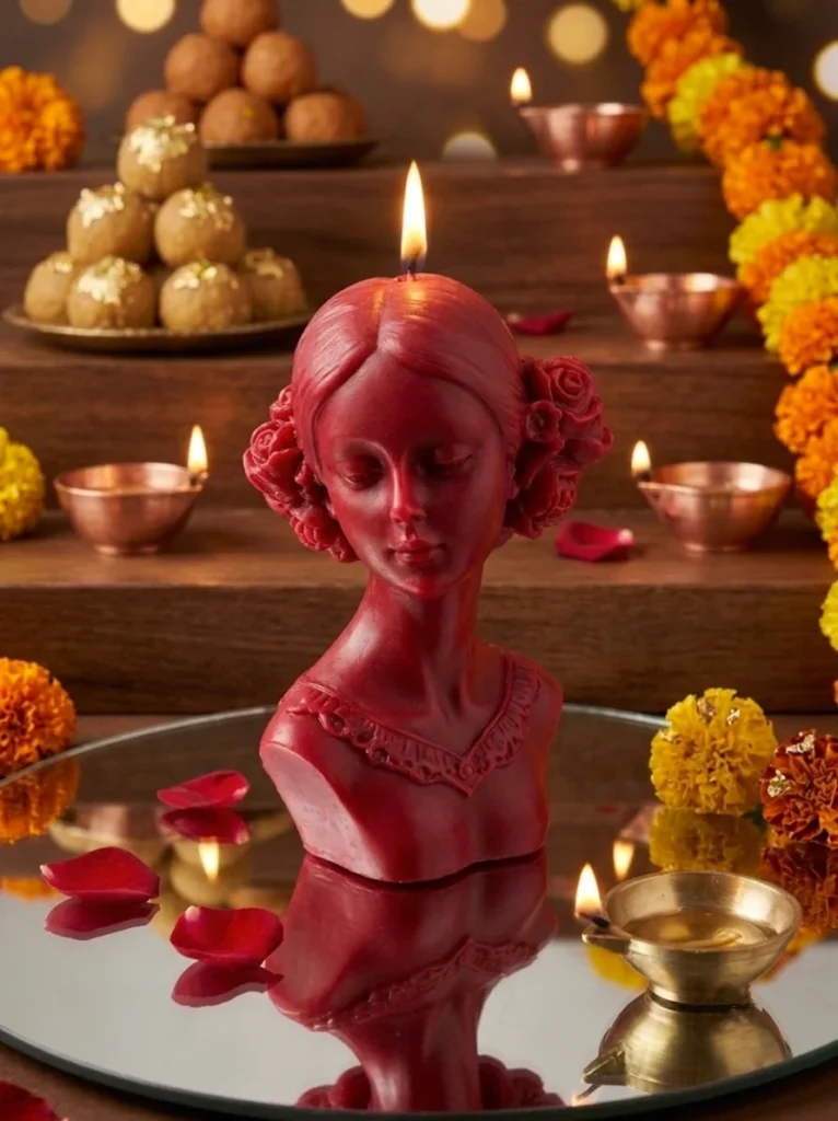 Vintage Lady Bust Candle
