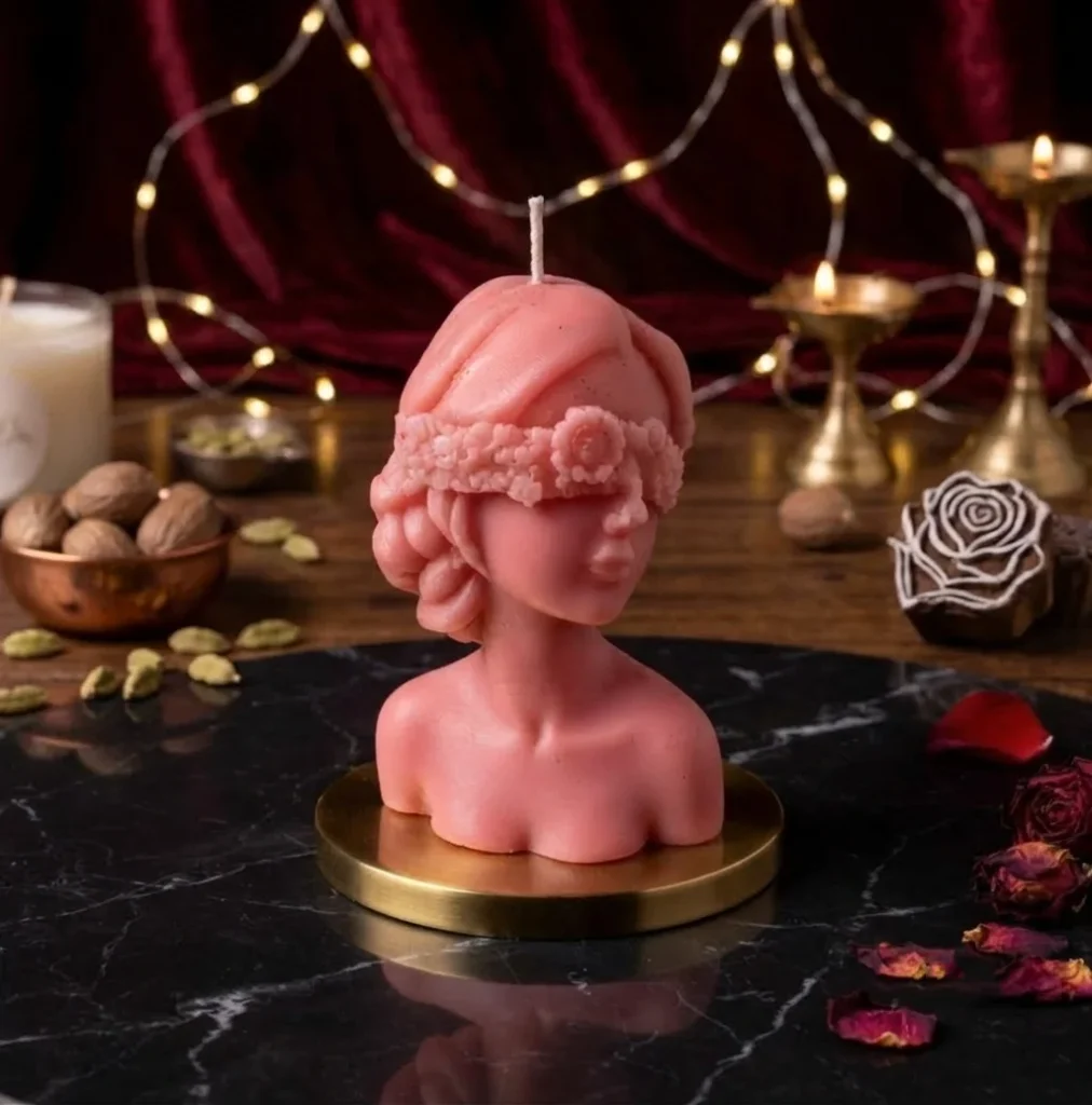 Blindfold Lady Aesthetic Candle – Stunning Handcrafted Sculptural Candle for Home Decor, Gifting & Special Events