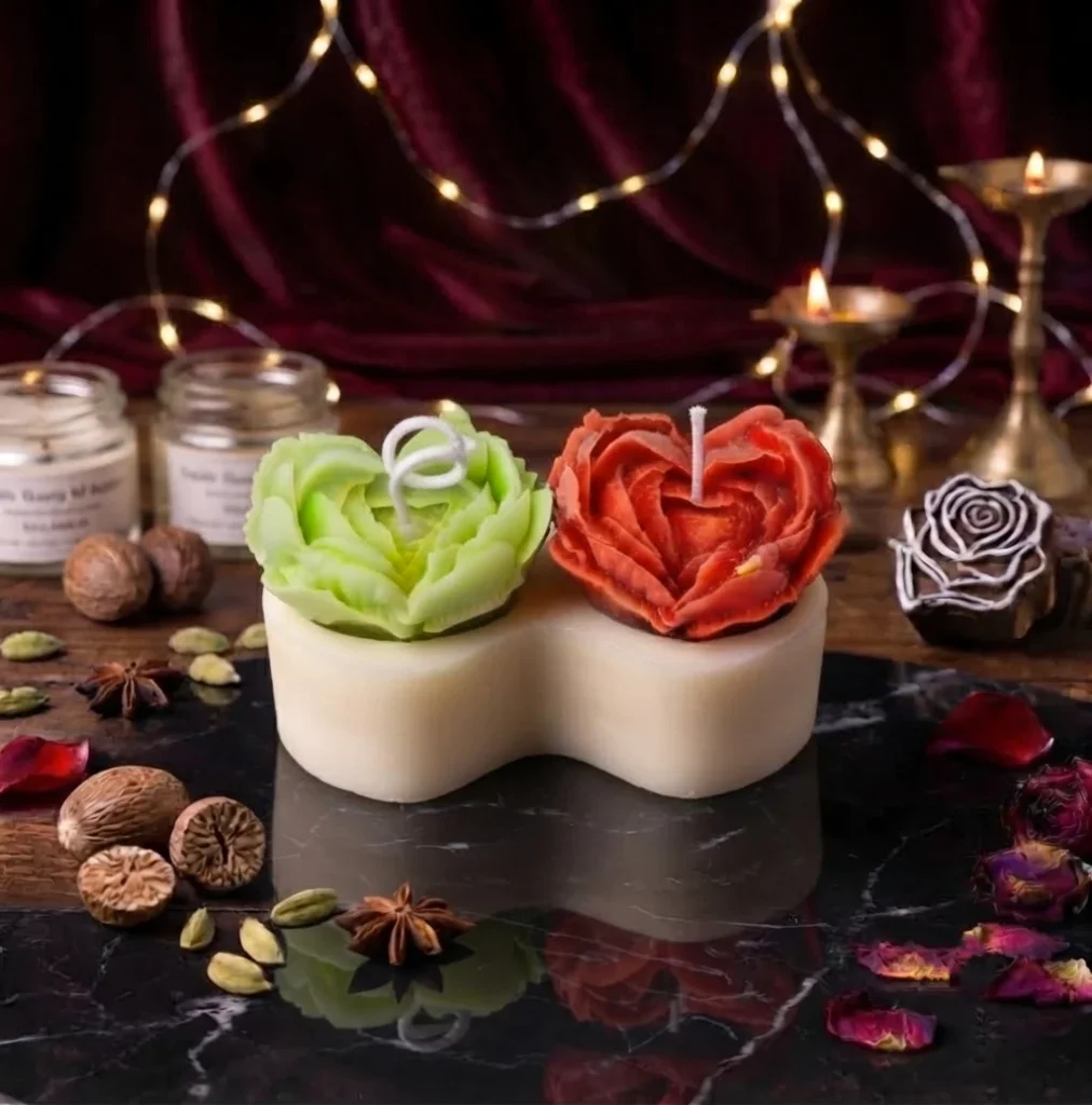 Rose heart candle