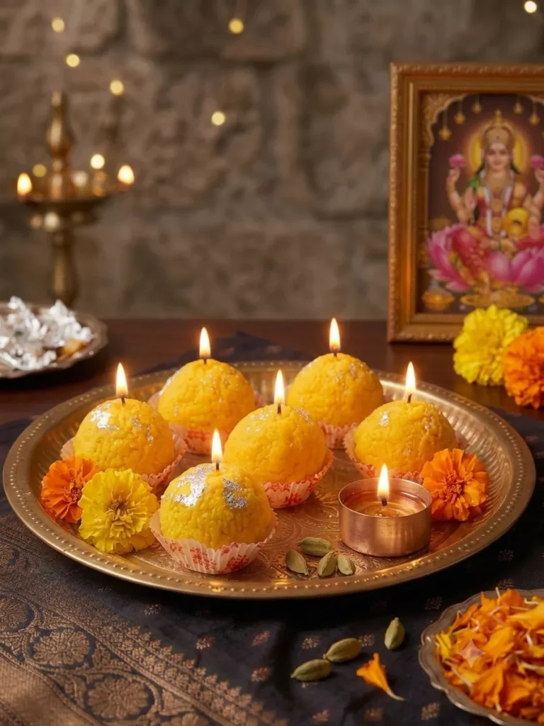 Premium Handmade Laddu Candle for Festival & Home Decorr
