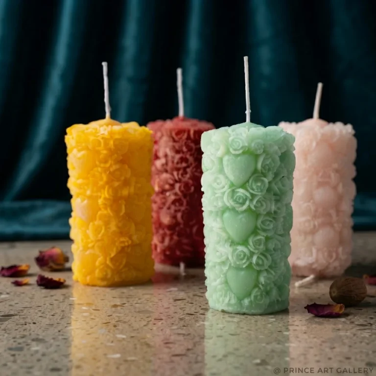 Rose Heart Pillar Candle